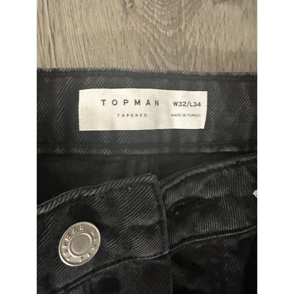 Topman Tapered front seam jeans in washed black - Picture 9 of 12